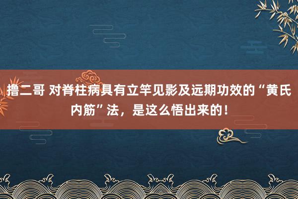 撸二哥 对脊柱病具有立竿见影及远期功效的“黄氏内筋”法，是这么悟出来的！