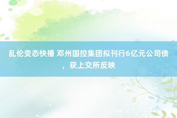 乱伦变态快播 邓州国控集团拟刊行6亿元公司债，获上交所反映