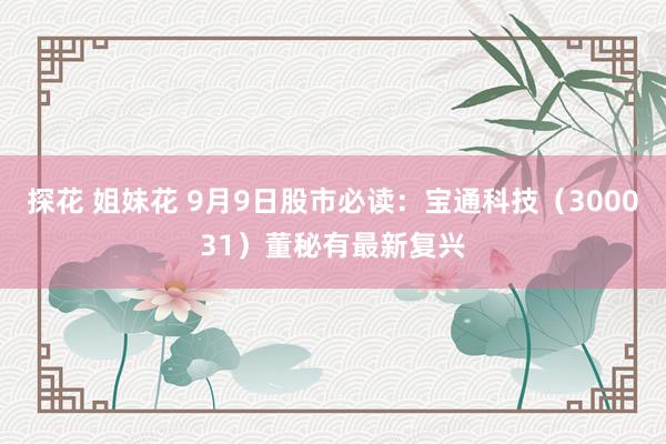 探花 姐妹花 9月9日股市必读：宝通科技（300031）董秘有最新复兴