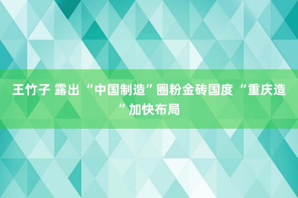 王竹子 露出 “中国制造”圈粉金砖国度 “重庆造”加快布局