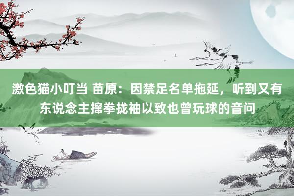 激色猫小叮当 苗原：因禁足名单拖延，听到又有东说念主撺拳拢袖以致也曾玩球的音问