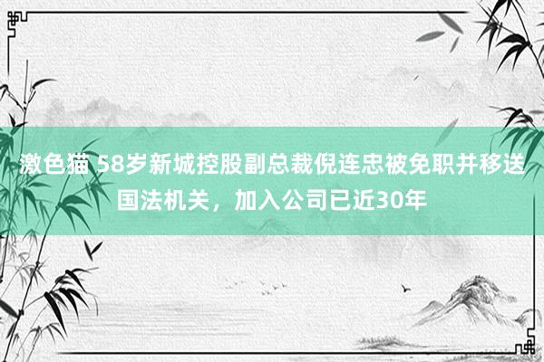 激色猫 58岁新城控股副总裁倪连忠被免职并移送国法机关，加入公司已近30年