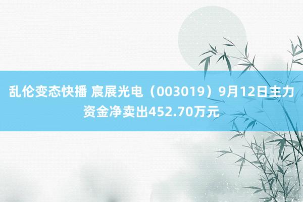 乱伦变态快播 宸展光电（003019）9月12日主力资金净卖出452.70万元