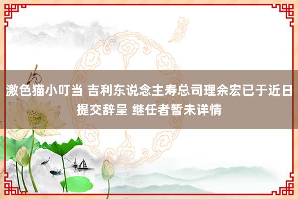 激色猫小叮当 吉利东说念主寿总司理余宏已于近日提交辞呈 继任者暂未详情