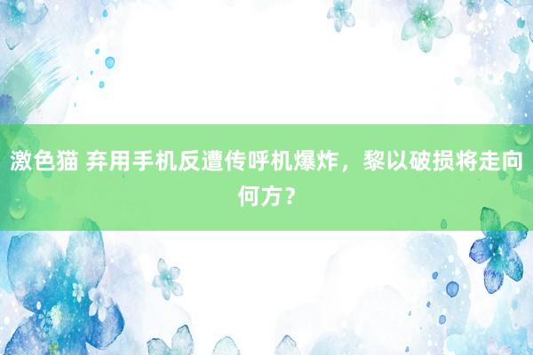 激色猫 弃用手机反遭传呼机爆炸，黎以破损将走向何方？