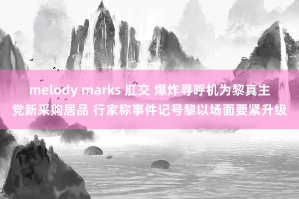 melody marks 肛交 爆炸寻呼机为黎真主党新采购居品 行家称事件记号黎以场面要紧升级