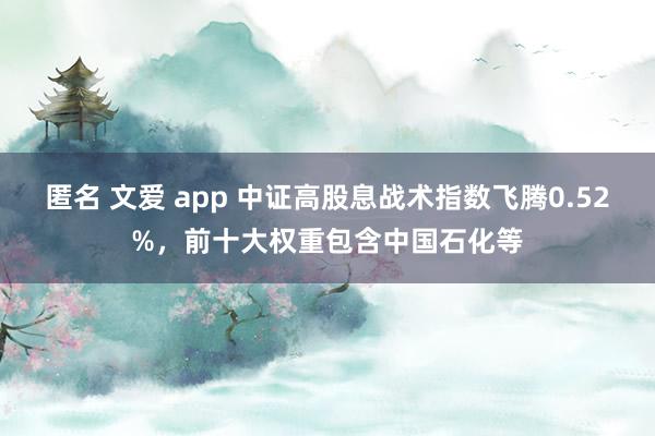 匿名 文爱 app 中证高股息战术指数飞腾0.52%，前十大权重包含中国石化等