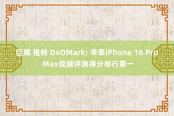 巨屌 推特 DxOMark: 苹果iPhone 16 Pro Max视频评测得分排行第一