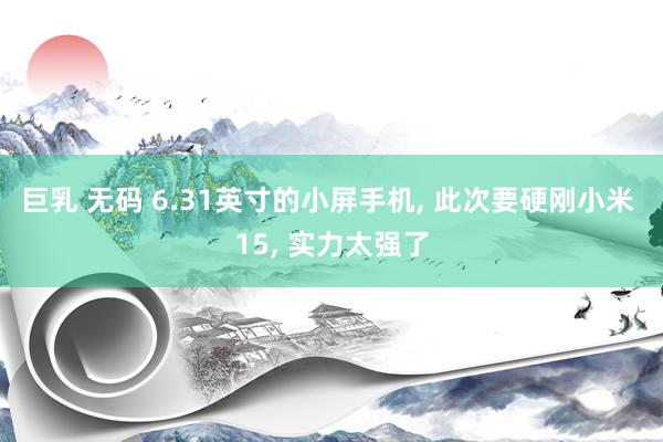 巨乳 无码 6.31英寸的小屏手机， 此次要硬刚小米 15， 实力太强了