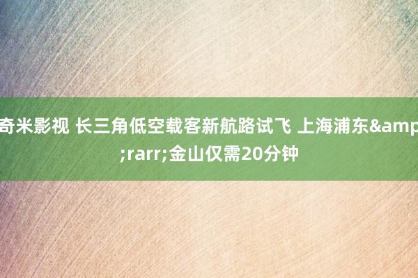 奇米影视 长三角低空载客新航路试飞 上海浦东&rarr;金山仅需20分钟