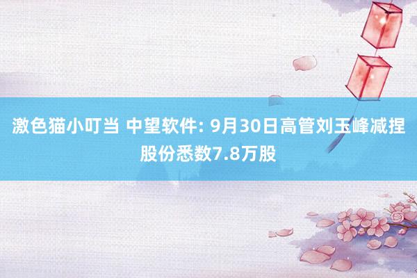 激色猫小叮当 中望软件: 9月30日高管刘玉峰减捏股份悉数7.8万股