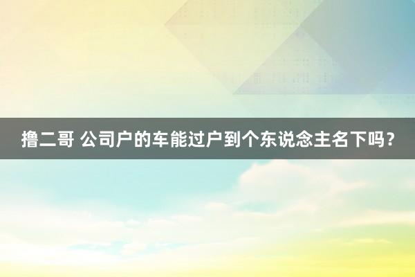 撸二哥 公司户的车能过户到个东说念主名下吗？