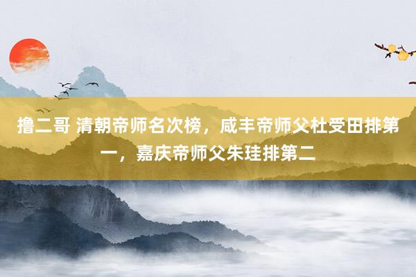 撸二哥 清朝帝师名次榜，咸丰帝师父杜受田排第一，嘉庆帝师父朱珪排第二