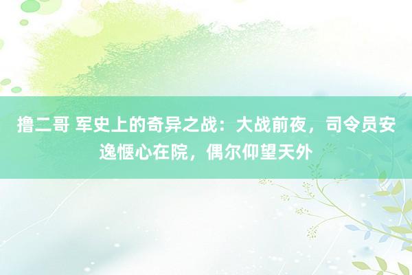 撸二哥 军史上的奇异之战：大战前夜，司令员安逸惬心在院，偶尔仰望天外