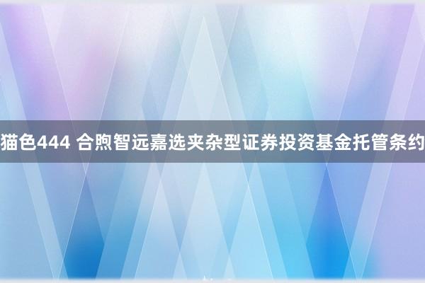 猫色444 合煦智远嘉选夹杂型证券投资基金托管条约