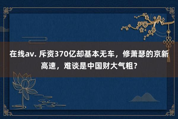 在线av. 斥资370亿却基本无车，修萧瑟的京新高速，难谈是中国财大气粗？