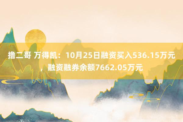 撸二哥 万得凯：10月25日融资买入536.15万元，融资融券余额7662.05万元