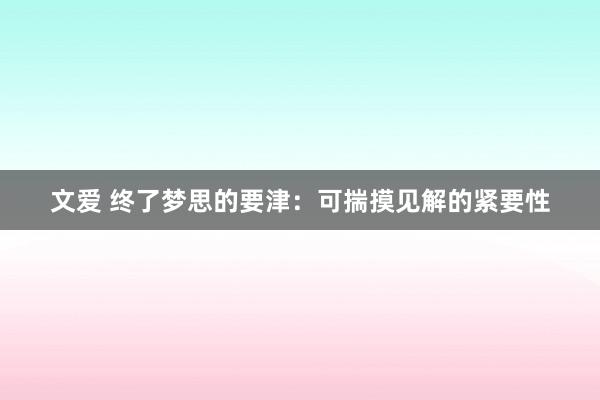 文爱 终了梦思的要津：可揣摸见解的紧要性