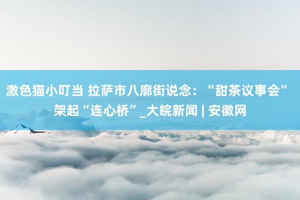 激色猫小叮当 拉萨市八廓街说念：“甜茶议事会” 架起“连心桥”_大皖新闻 | 安徽网