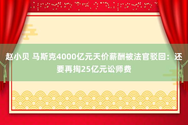 赵小贝 马斯克4000亿元天价薪酬被法官驳回：还要再掏25亿元讼师费