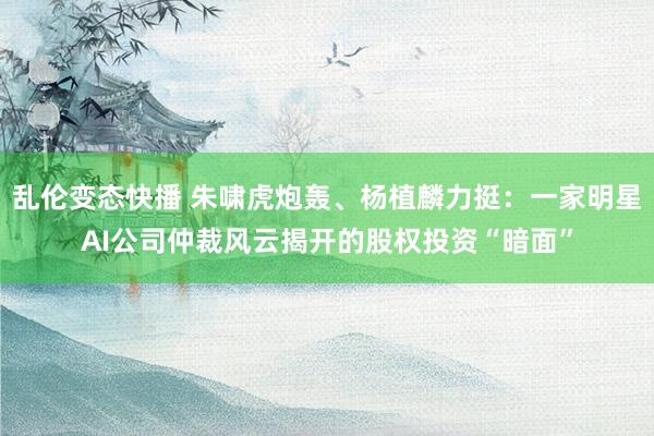 乱伦变态快播 朱啸虎炮轰、杨植麟力挺：一家明星AI公司仲裁风云揭开的股权投资“暗面”