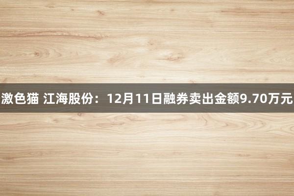 激色猫 江海股份：12月11日融券卖出金额9.70万元