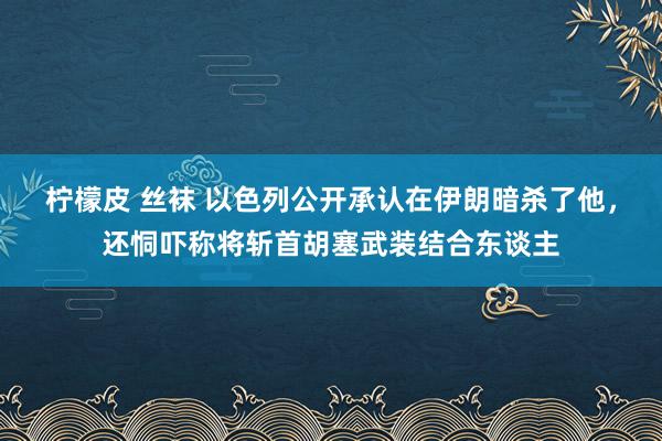 柠檬皮 丝袜 以色列公开承认在伊朗暗杀了他，还恫吓称将斩首胡塞武装结合东谈主