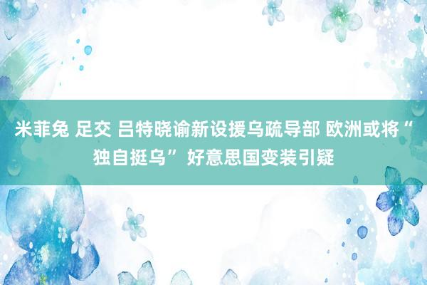 米菲兔 足交 吕特晓谕新设援乌疏导部 欧洲或将“独自挺乌” 好意思国变装引疑