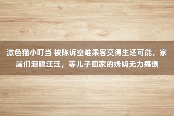 激色猫小叮当 被陈诉空难乘客莫得生还可能，家属们泪眼汪汪，等儿子回家的姆妈无力瘫倒