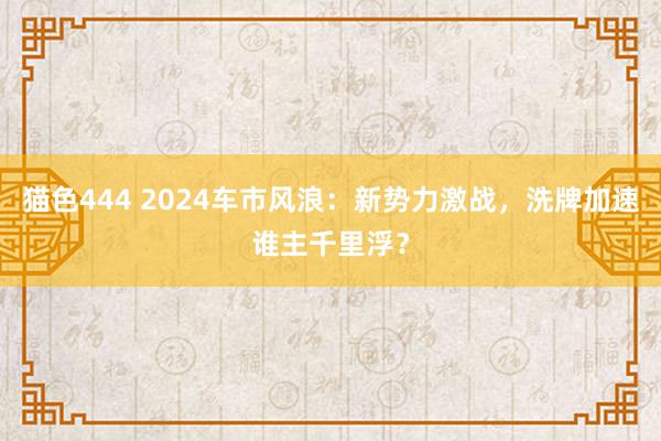 猫色444 2024车市风浪：新势力激战，洗牌加速谁主千里浮？