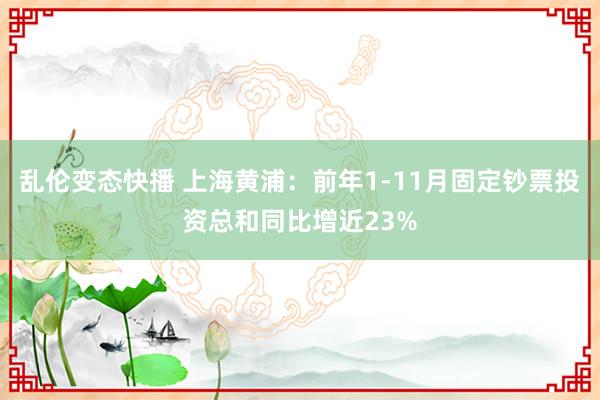 乱伦变态快播 上海黄浦：前年1-11月固定钞票投资总和同比增近23%