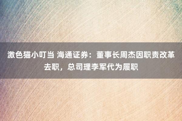 激色猫小叮当 海通证券：董事长周杰因职责改革去职，总司理李军代为履职