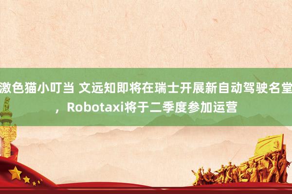 激色猫小叮当 文远知即将在瑞士开展新自动驾驶名堂，Robotaxi将于二季度参加运营